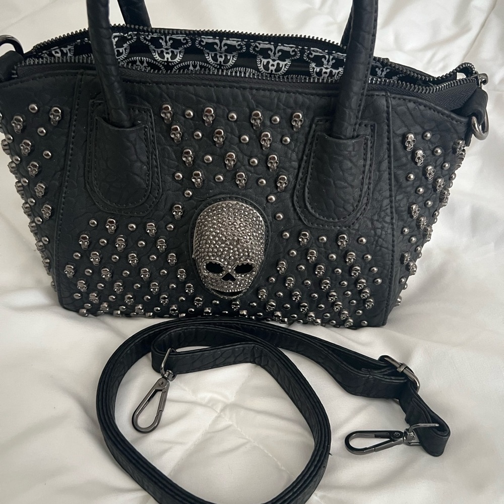 Studded Black Skull Handbag